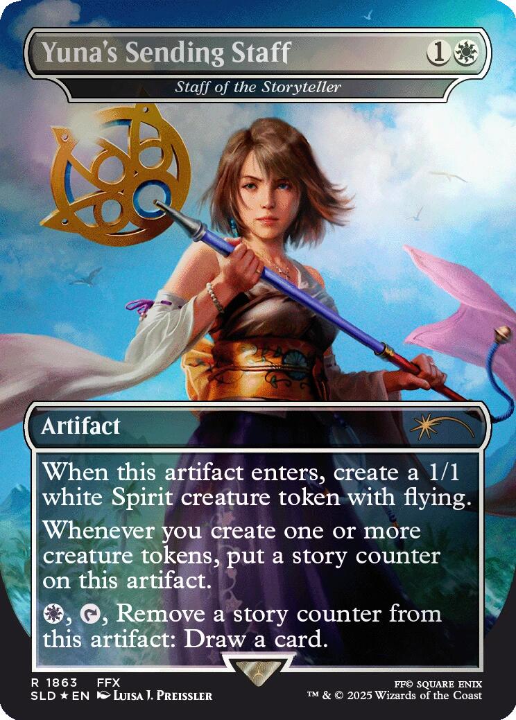 Yuna's Sending Staff - Staff of the Storyteller (Rainbow Foil) [Secret Lair Drop Series] | Good Games Morley