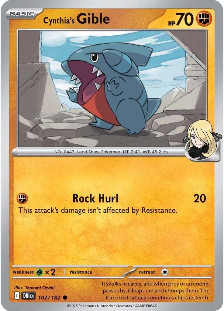 Cynthia's Gible (102/182) [Scarlet & Violet: Destined Rivals] | Good Games Morley