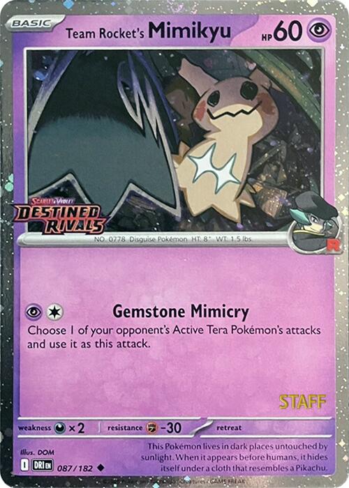 Team Rocket's Mimikyu (087/182) (Prerelease Staff) [Scarlet & Violet: Destined Rivals] | Good Games Morley