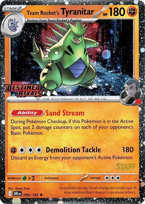 Team Rocket's Tyranitar (096/182) (Prerelease Staff) [Scarlet & Violet: Destined Rivals] | Good Games Morley