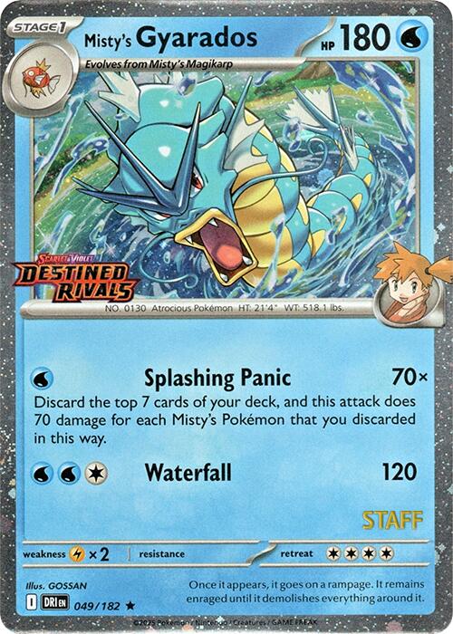 Misty's Gyarados (049/182) (Prerelease Staff) [Scarlet & Violet: Destined Rivals] | Good Games Morley