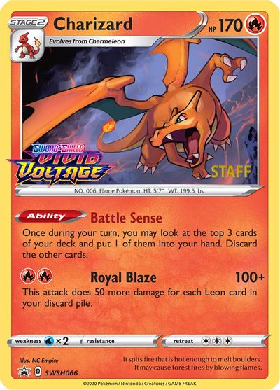 Charizard (SWSH066) (Staff Prerelease Promo) [Sword & Shield: Black Star Promos] | Good Games Morley