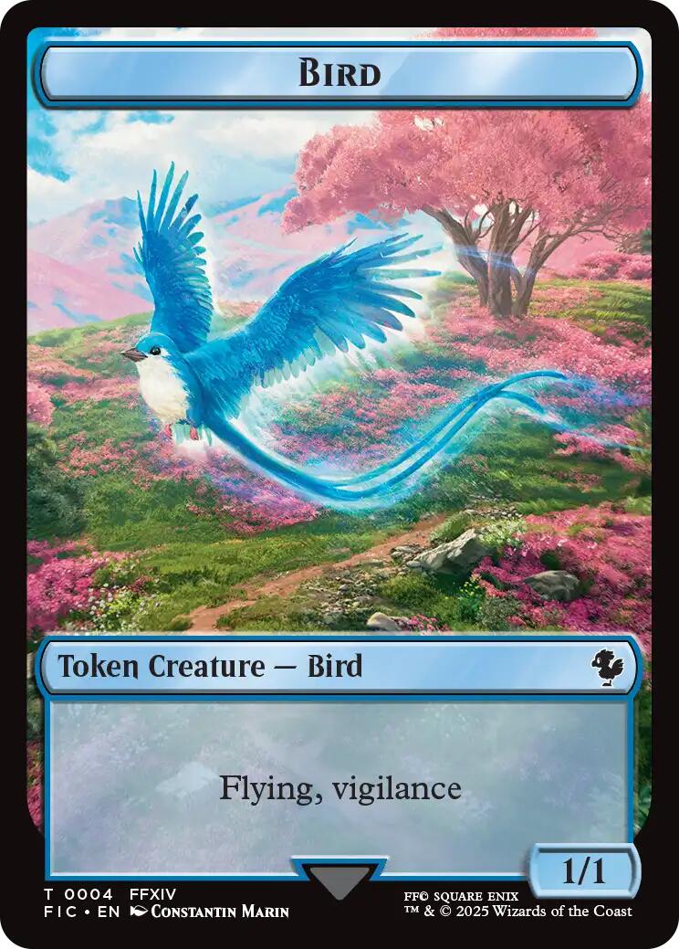 Bird // Hero (0029) Double-Sided Token (Surge Foil) [FINAL FANTASY Commander Tokens] | Good Games Morley