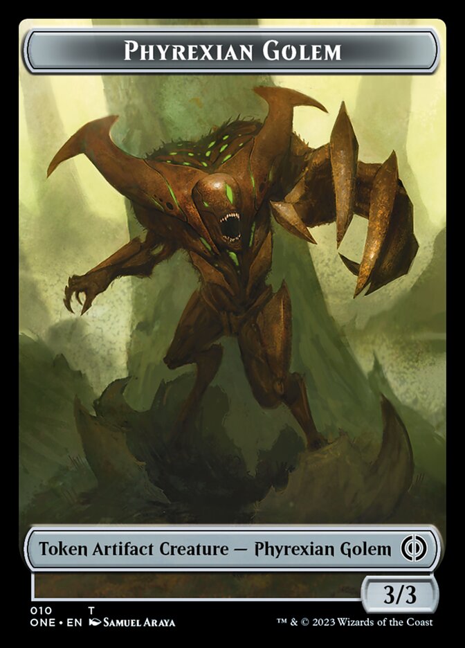 Rebel // Phyrexian Golem Double-Sided Token [Phyrexia: All Will Be One Tokens] | Good Games Morley