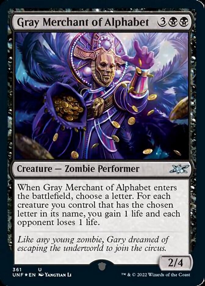 Gray Merchant of Alphabet (Galaxy Foil) [Unfinity] | Good Games Morley