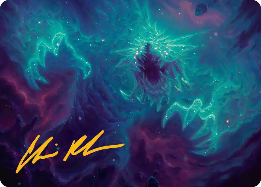 Cosmogoyf Art Card (Gold-Stamped Signature) [Edge of Eternities Art Series] | Good Games Morley
