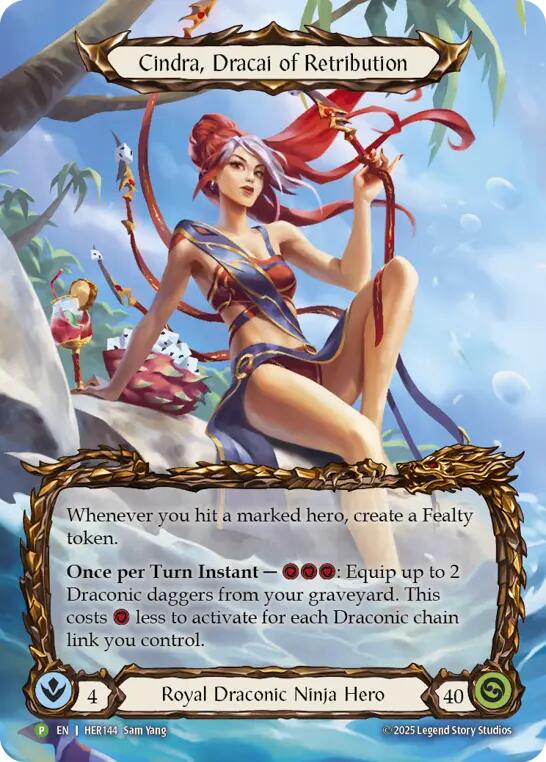 Cindra, Dracai of Retribution [HER144] (Promo)  Rainbow Foil | Good Games Morley