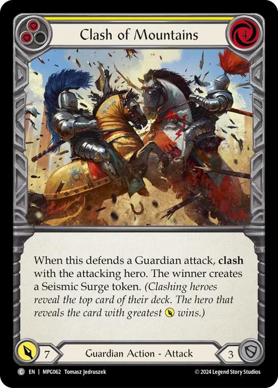Clash of Mountains (Yellow) [MPG062] (Mastery Pack Guardian)  Rainbow Foil | Good Games Morley