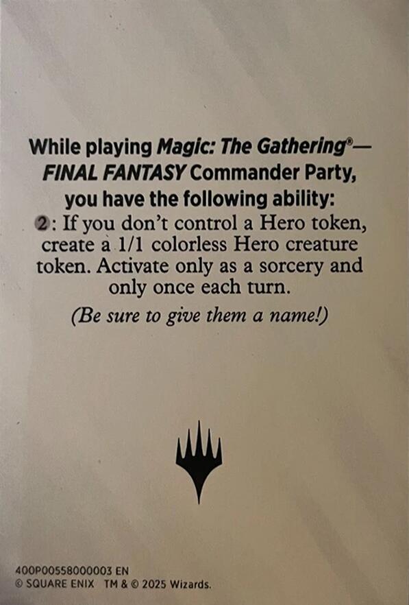 Blank Hero Token [FINAL FANTASY Tokens] | Good Games Morley