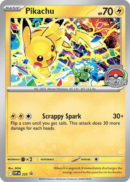Pikachu (225) (World Championship 2025) [Scarlet & Violet: Black Star Promos] | Good Games Morley