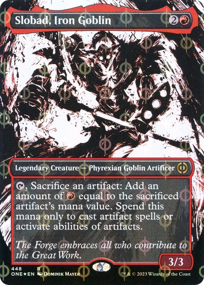 Slobad, Iron Goblin 448/271 (Phyrexia: All Will Be One)  - Borderless Compleat Foil | Good Games Morley