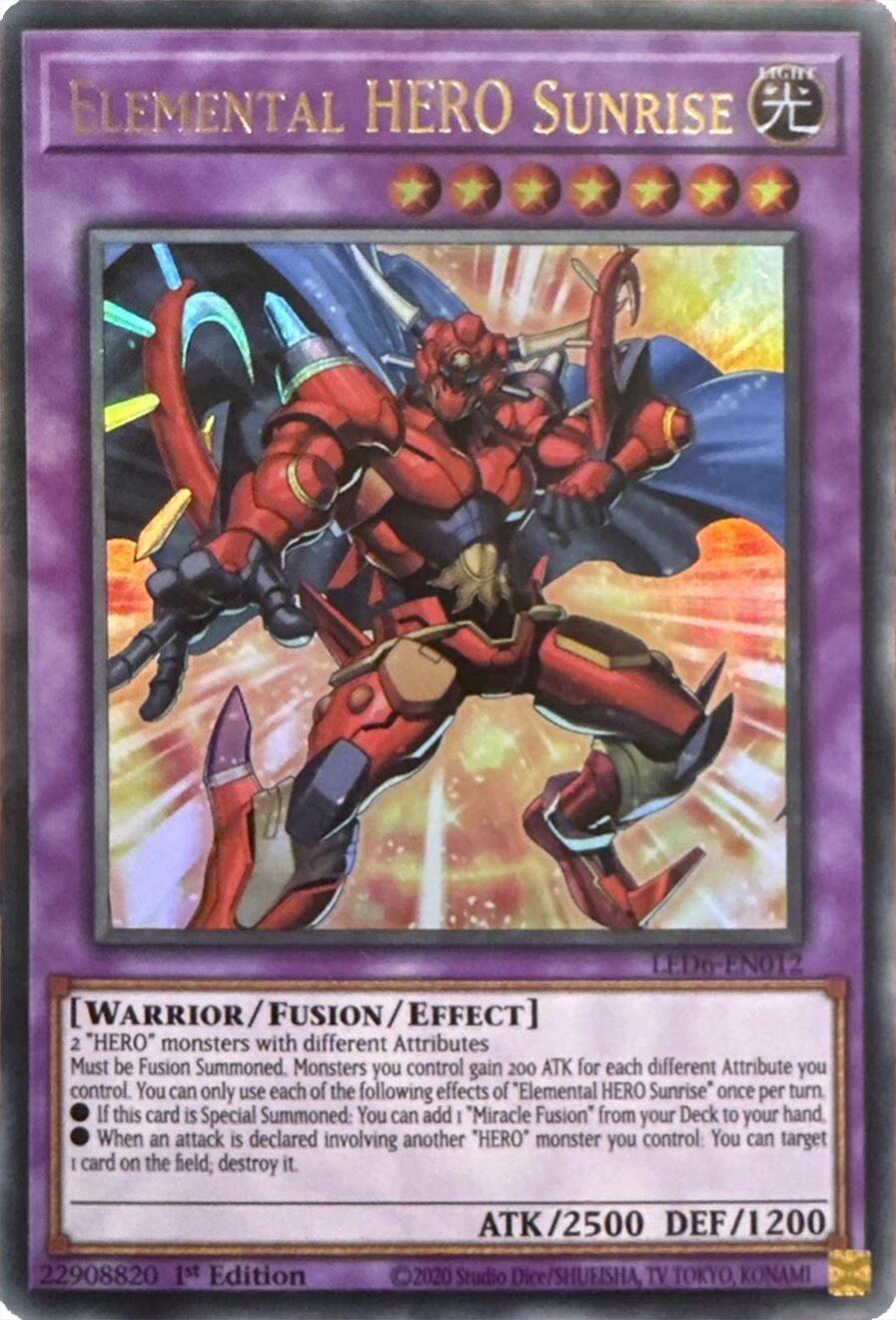 Elemental HERO Sunrise (2020 Date Reprint) [LED6-EN012] Ultra Rare | Good Games Morley