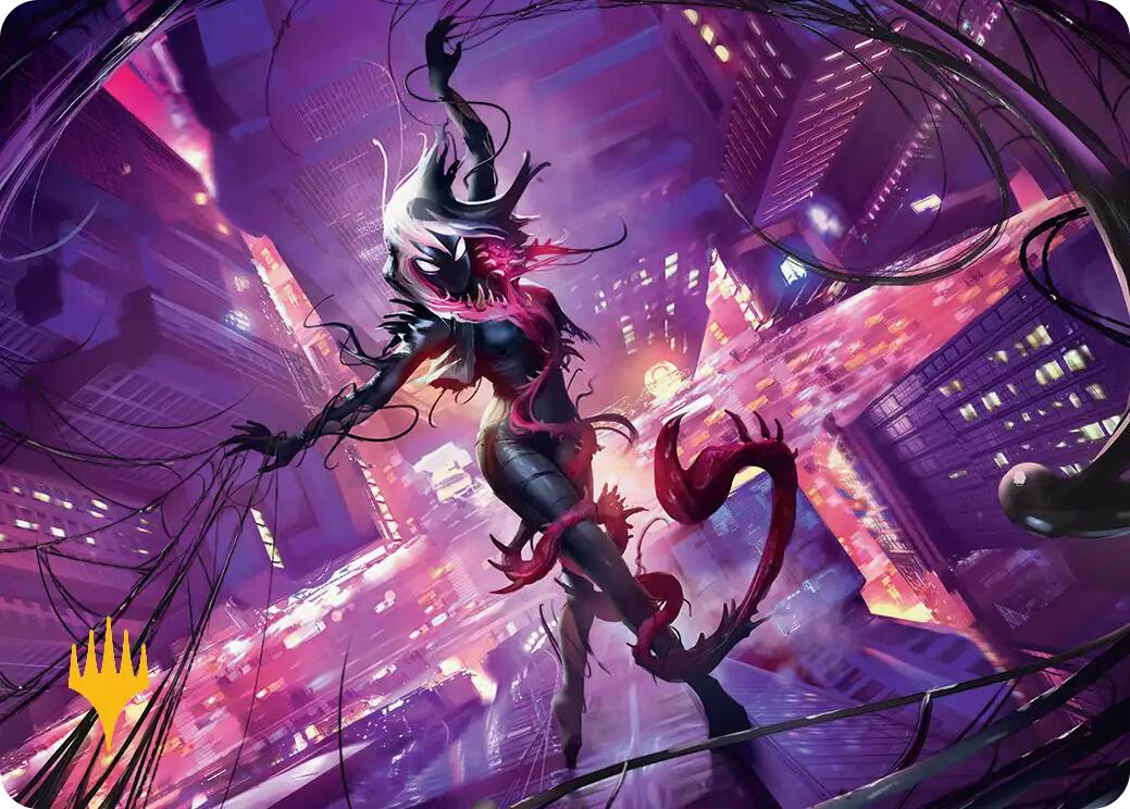 Gwenom, Remorseless Art Card (Gold-Stamped Planeswalker Symbol) [Marvel's Spider-Man Art Series] | Good Games Morley
