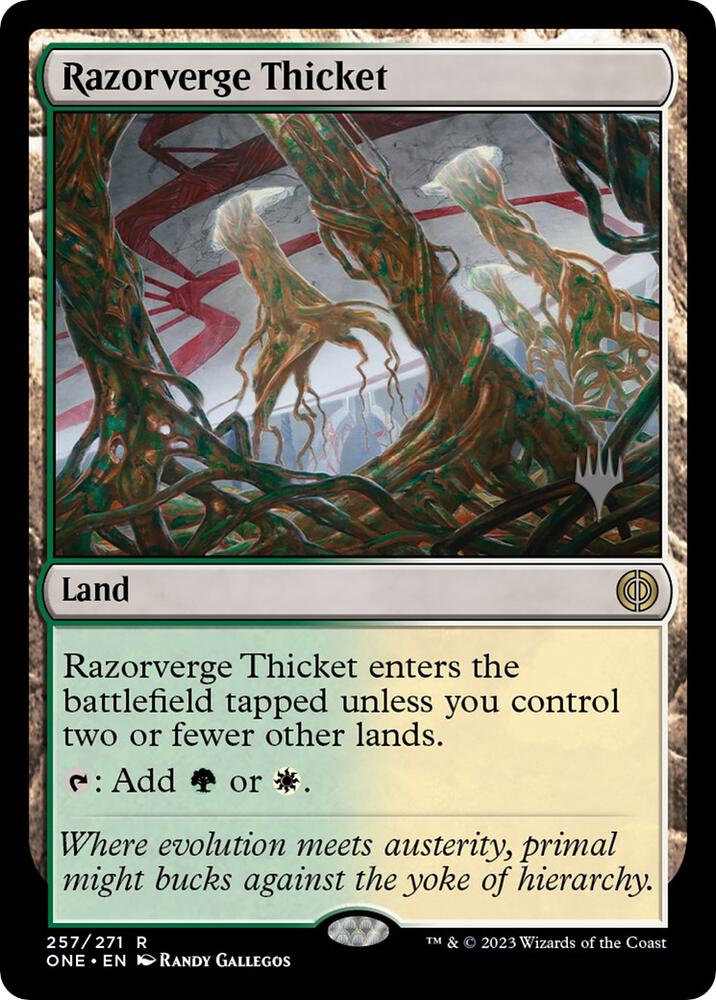 Razorverge Thicket 257 (Promo Pack: Phyrexia: All Will Be One)  - Foil | Good Games Morley