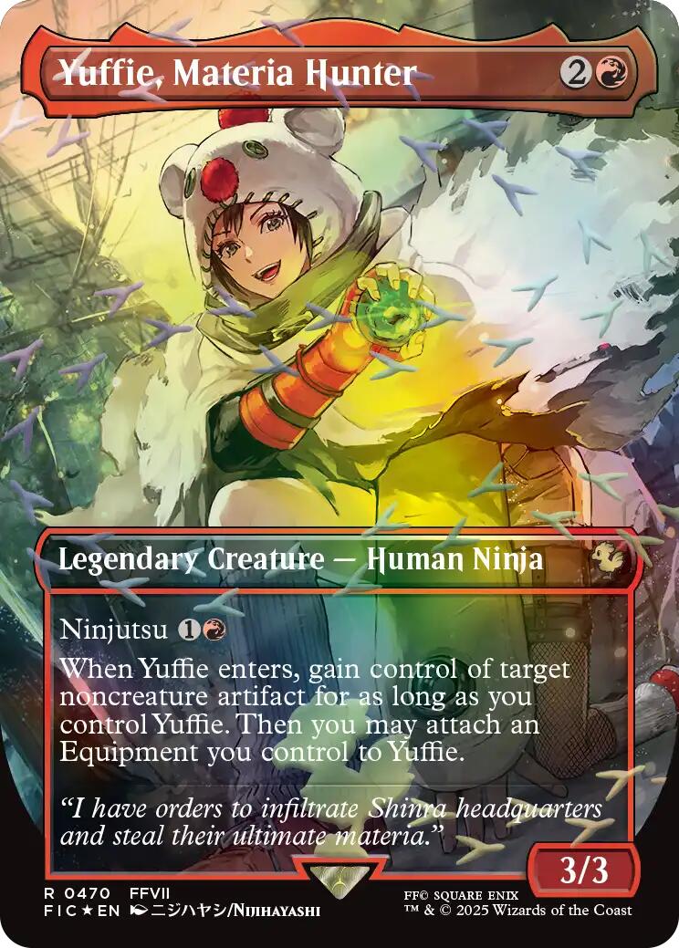 Yuffie, Materia Hunter (Borderless) (Chocobo Track Foil) [FINAL FANTASY Commander] | Good Games Morley