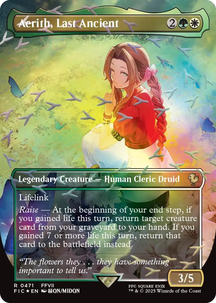 Aerith, Last Ancient (Borderless) (Chocobo Track Foil) [FINAL FANTASY Commander] | Good Games Morley