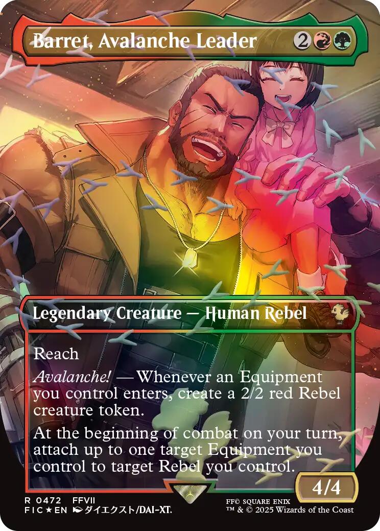 Barret, Avalanche Leader (Borderless) (Chocobo Track Foil) [FINAL FANTASY Commander] | Good Games Morley