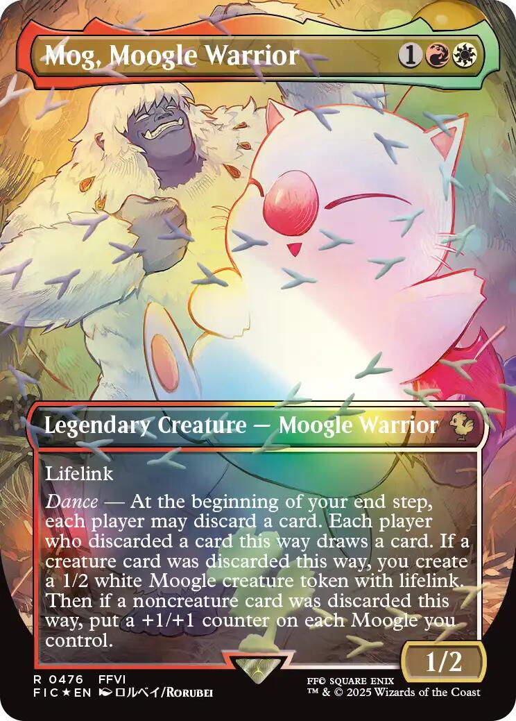 Mog, Moogle Warrior (Borderless) (Chocobo Track Foil) [FINAL FANTASY Commander] | Good Games Morley