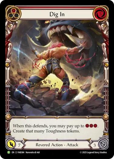 Dig In (Red) [FAB384] (Promo)  Rainbow Foil | Good Games Morley