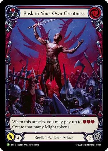 Bask in Your Own Greatness (Red) [FAB387] (Promo)  Rainbow Foil | Good Games Morley