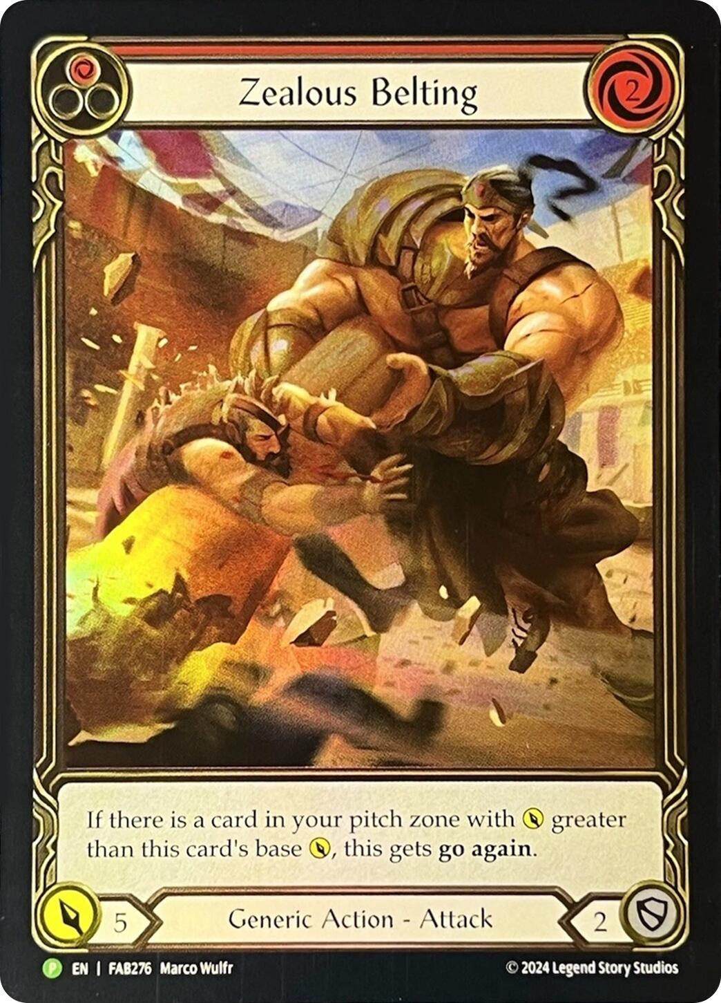 Zealous Belting (Extended Art) [FAB276] (Promo)  Rainbow Foil | Good Games Morley