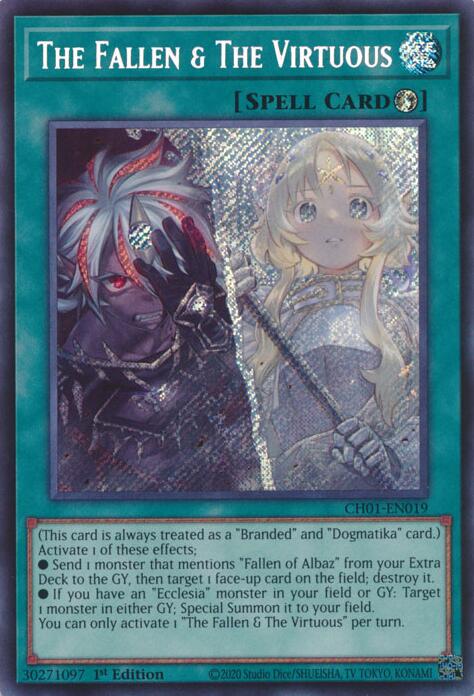 The Fallen & The Virtuous (Secret Rare) [CH01-EN019] Secret Rare | Good Games Morley