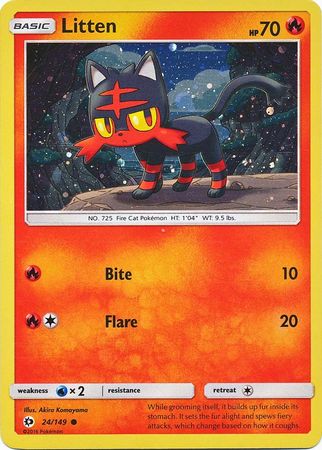Litten (24/149) (Cosmos Holo) [Sun & Moon: Base Set] | Good Games Morley