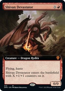 Shivan Devastator Extended Art 410 (Dominaria United)  - Foil | Good Games Morley