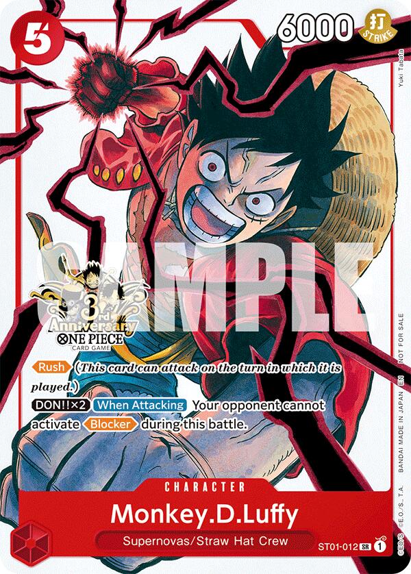 Monkey.D.Luffy (ST01-012) (3rd Anniversary Tournament 3 Brothers Pack) [Carrying On His Will: 3rd Anniversary Tournament Cards] | Good Games Morley