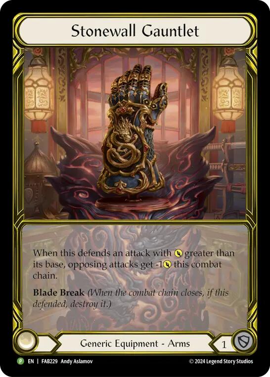 Stonewall Gauntlet (Golden) [FAB229] (Promo)  Cold Foil | Good Games Morley