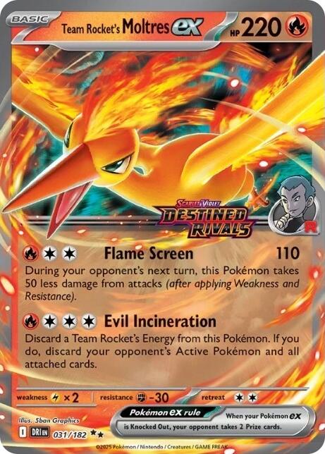 Team Rocket's Moltres ex (031/182) (Destined Rivals Stamp) [Miscellaneous Cards] | Good Games Morley