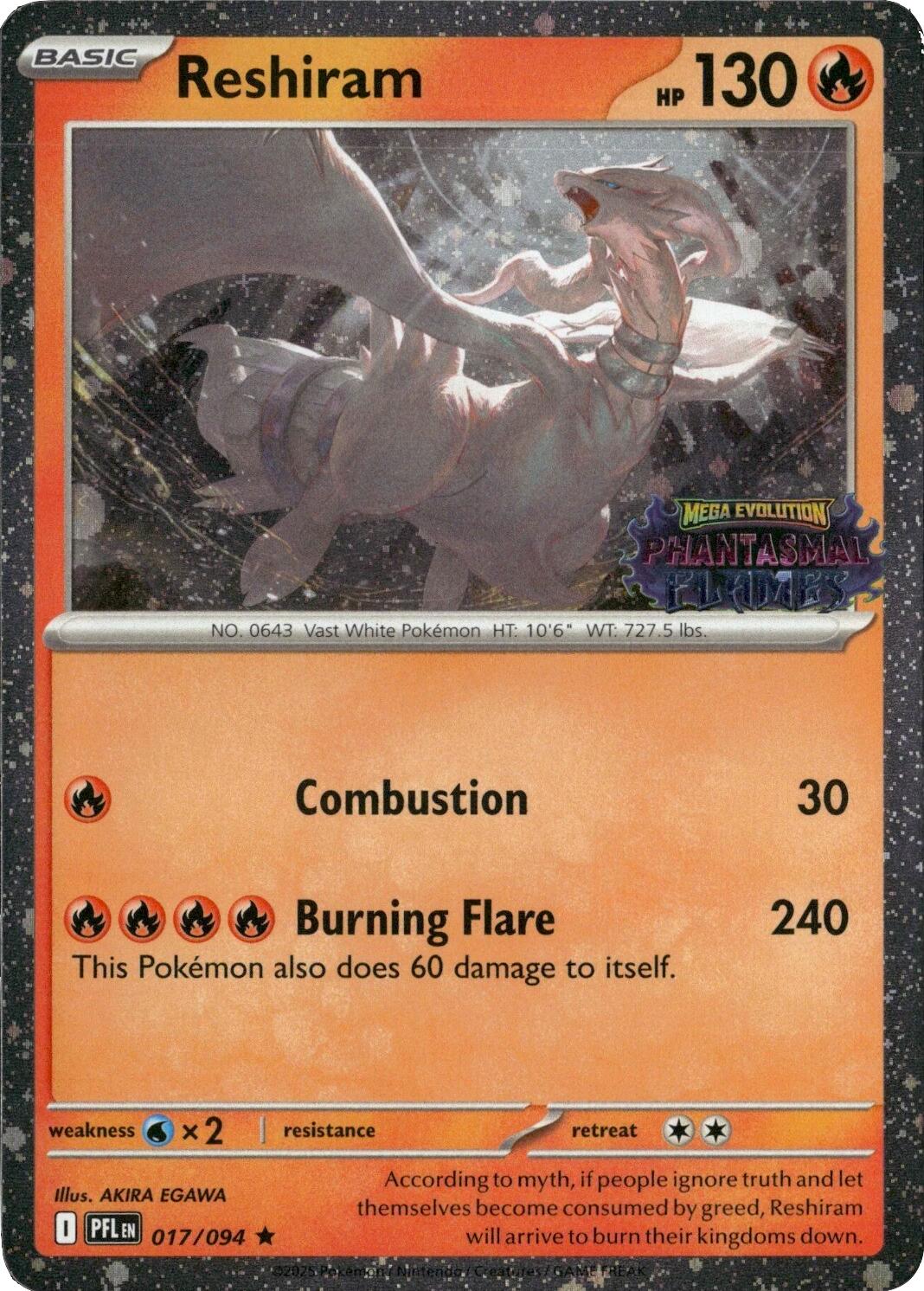 Reshiram (017/094) (Phantasmal Flames Stamped) [Mega Evolution: Phantasmal Flames] | Good Games Morley