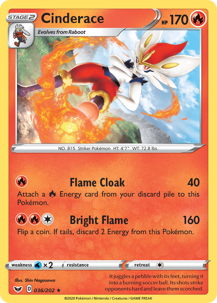 Cinderace (036/202) [Sword & Shield: Base Set] | Good Games Morley