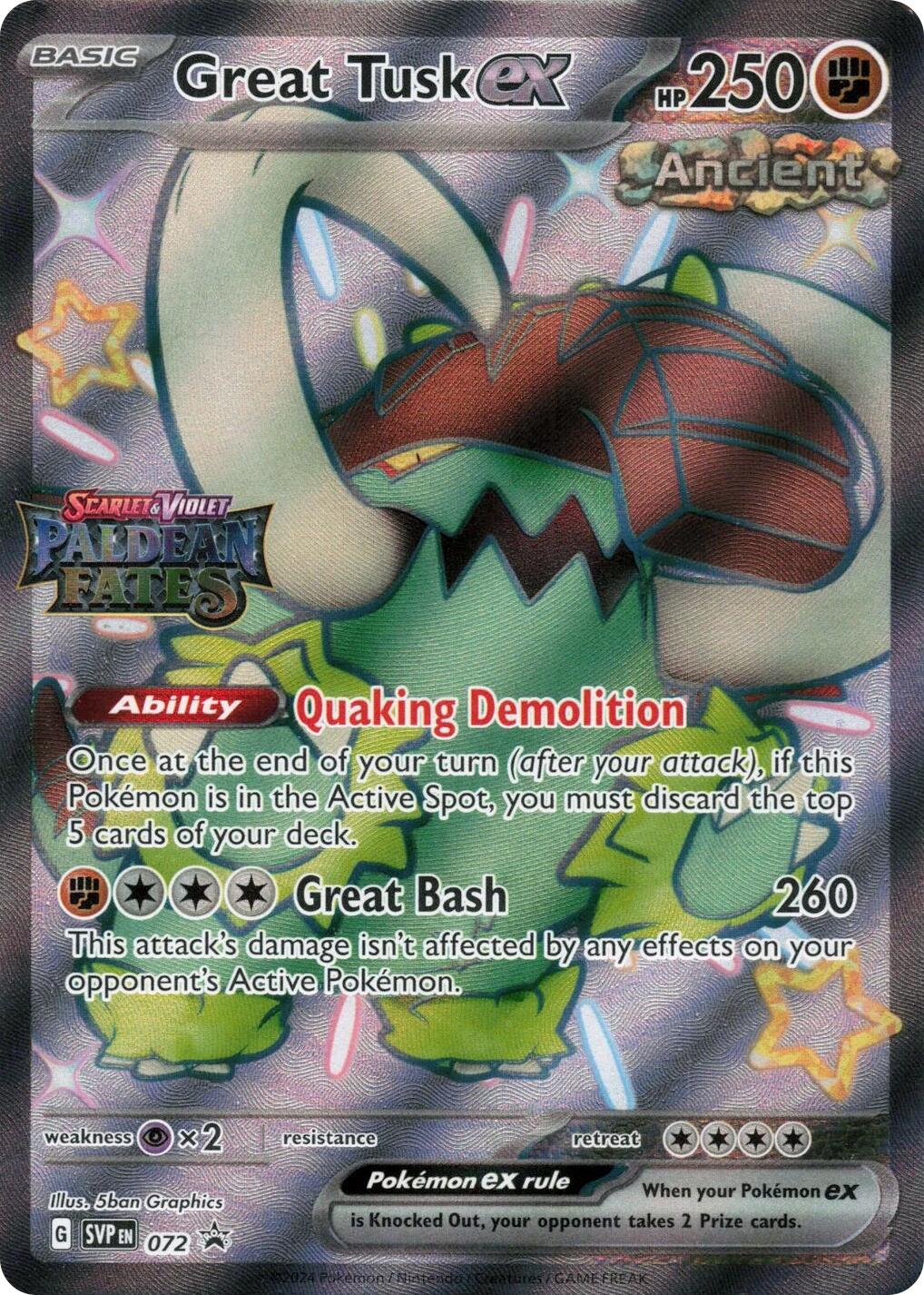 Great Tusk ex (072) (Paldean Fates Stamped) [Scarlet & Violet: Paldean Fates] | Good Games Morley