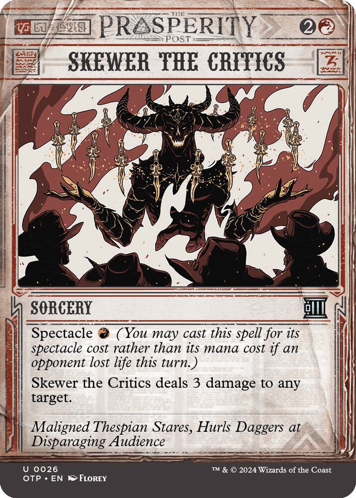 Skewer the Critics 26/65 (Outlaws of Thunder Junction: Breaking News)  - Showcase Foil | Good Games Morley