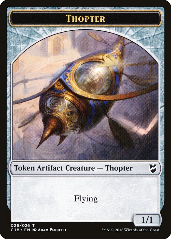Cat Warrior // Thopter (026) Double-Sided Token [Commander 2018 Tokens] | Good Games Morley