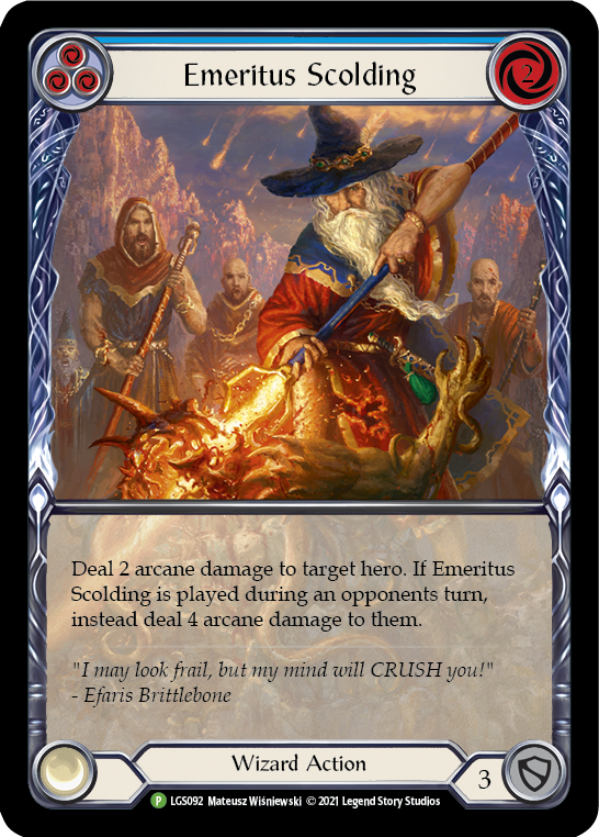 Emeritus Scolding (Blue Extended Art) [LGS092] (Promo)  Rainbow Foil | Good Games Morley