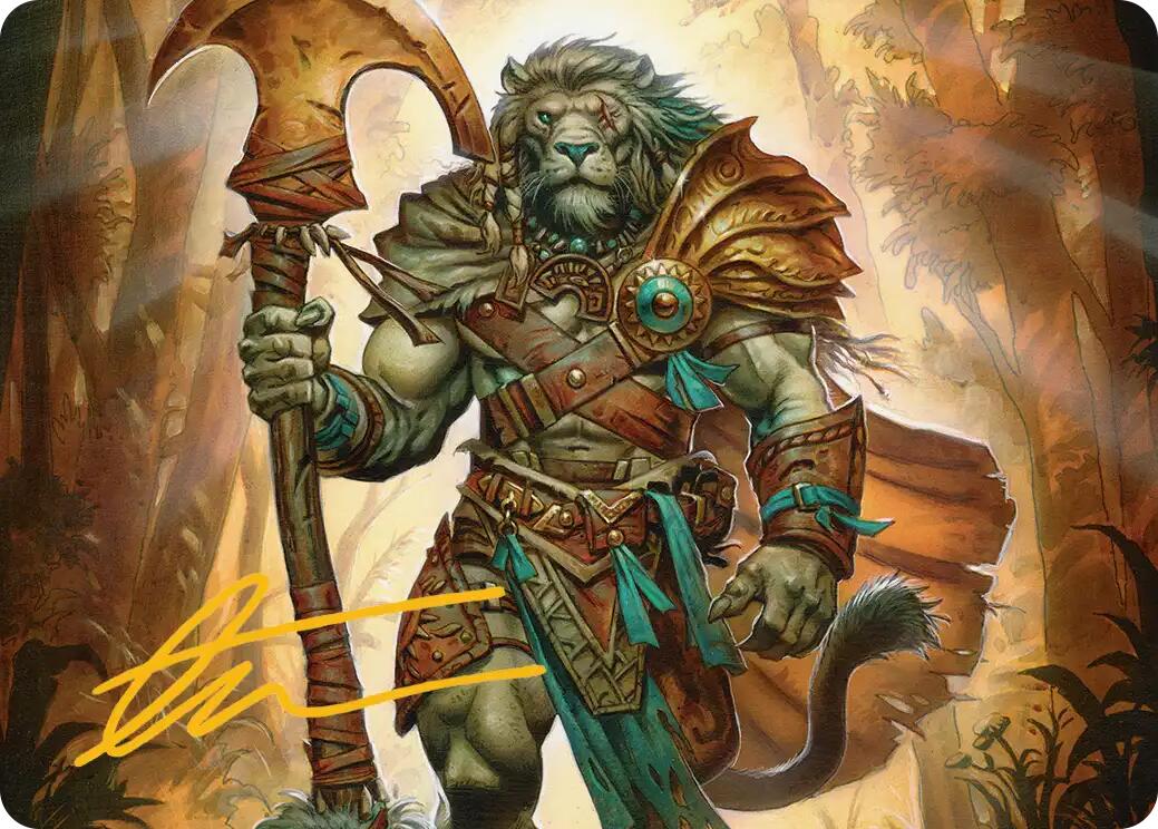 Ajani, Outland Chaperone Art Card (Gold-Stamped Signature) [Lorwyn Eclipsed Art Series] | Good Games Morley