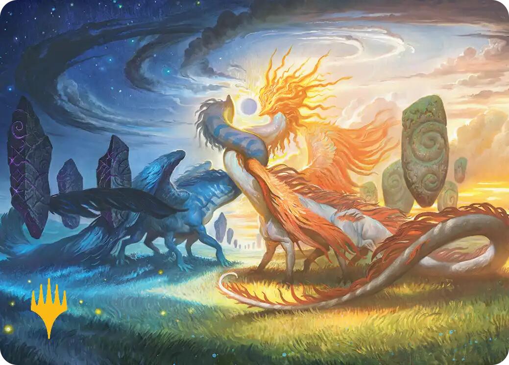 Celestial Reunion Art Card (19/54) (Gold-Stamped Planeswalker Symbol) [Lorwyn Eclipsed Art Series] | Good Games Morley