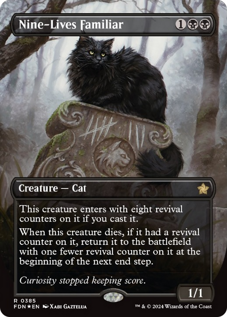 Nine-Lives Familiar (Borderless Mana Foil) [Foundations] | Good Games Morley