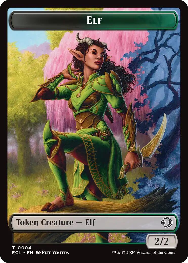 Elf // Treasure Double-Sided Token [Lorwyn Eclipsed Tokens] | Good Games Morley