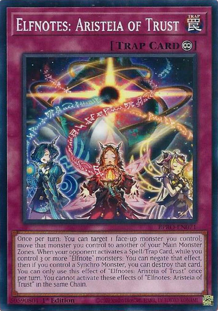 Elfnotes: Aristeia of Trust [BPRO-EN071] Common | Good Games Morley