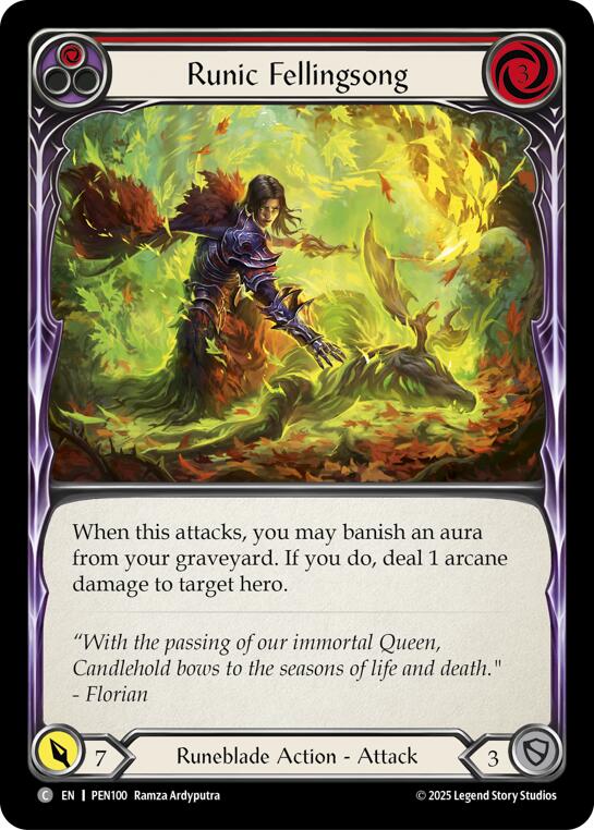 Runic Fellingsong (Red) (Rainbow Foil) [PEN100] (Compendium of Rathe)  Rainbow Foil | Good Games Morley