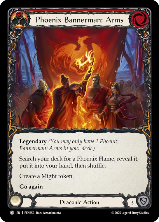 Phoenix Bannerman Arms (Red) (Rainbow Foil) [PEN259] (Compendium of Rathe)  Rainbow Foil | Good Games Morley