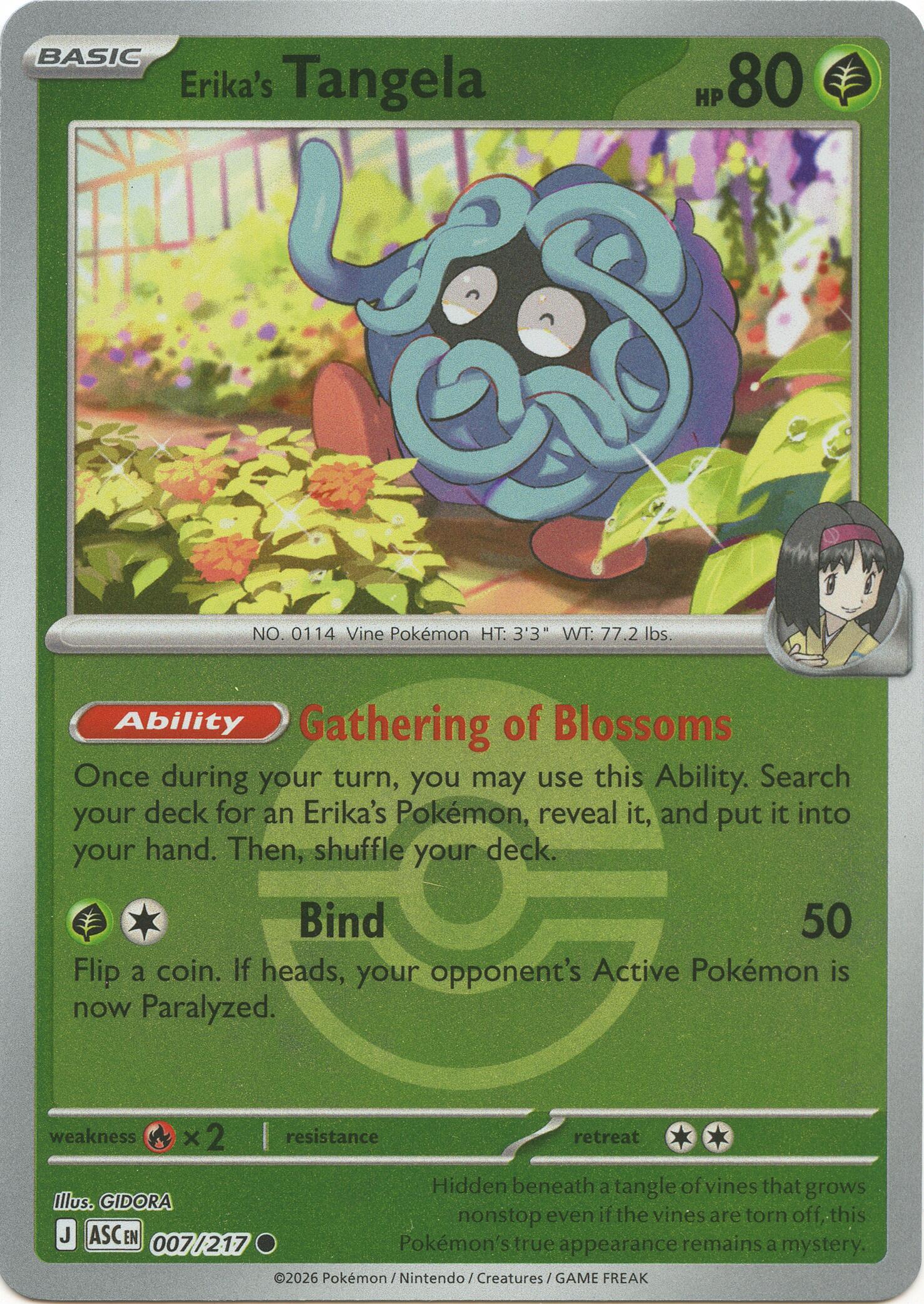 Erika's Tangela (007/217) (Poke Ball) [Mega Evolution: Ascended Heroes] | Good Games Morley