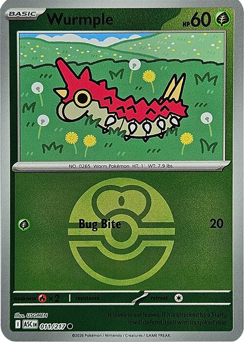 Wurmple (011/217) (Love Ball) [Mega Evolution: Ascended Heroes] | Good Games Morley