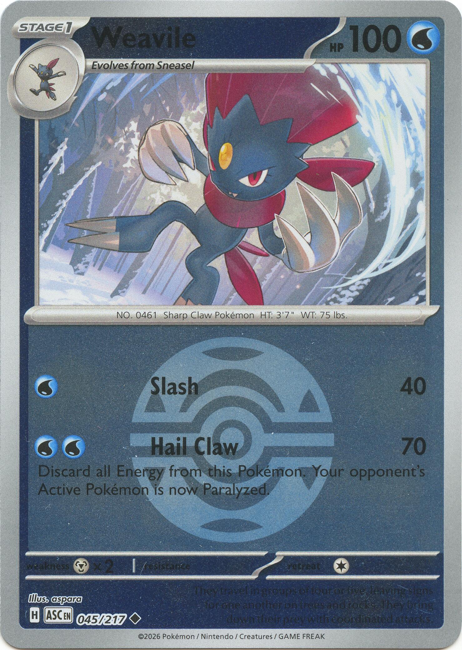 Weavile (045/217) (Dusk Ball) [Mega Evolution: Ascended Heroes] | Good Games Morley