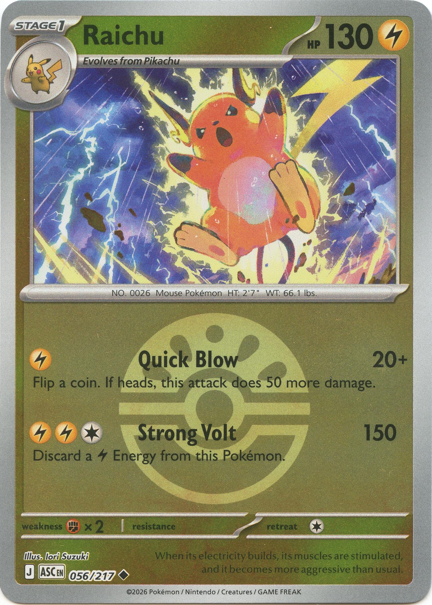 Raichu (056/217) (Friend Ball) [Mega Evolution: Ascended Heroes] | Good Games Morley