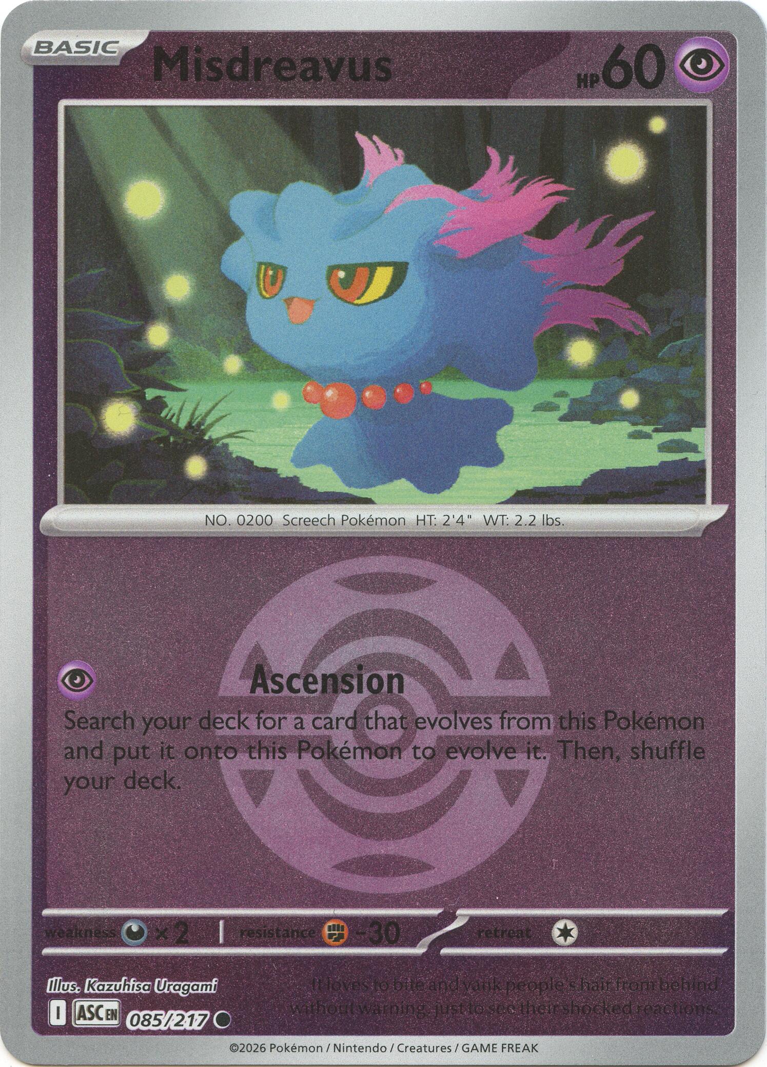 Misdreavus (085/217) (Dusk Ball) [Mega Evolution: Ascended Heroes] | Good Games Morley