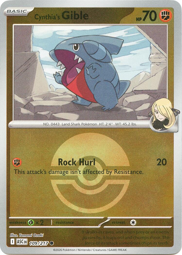 Cynthia's Gible (109/217) (Poke Ball) [Mega Evolution: Ascended Heroes] | Good Games Morley